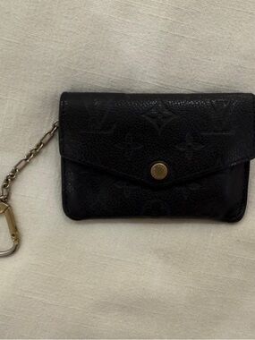 Louis Vuitton Black Monogram Card Pouch with Gold Chain